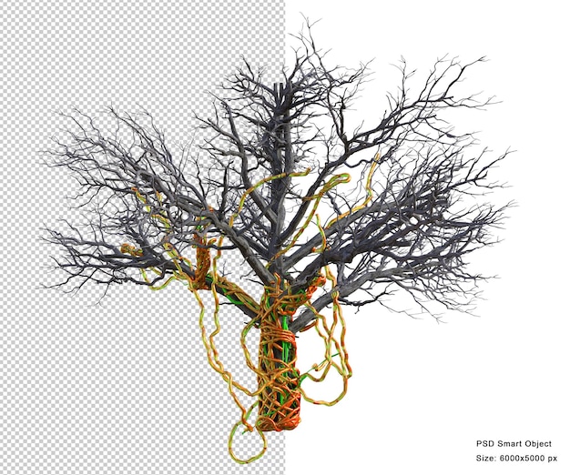 Árbol espeluznante aislado render 3d