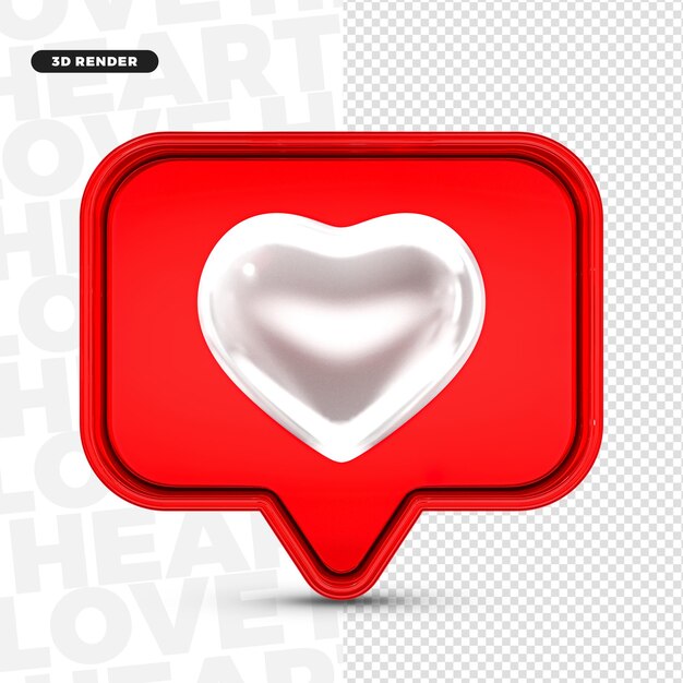 Reação 3D White Heart Instagram isolada para compositon Premium PSD