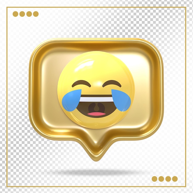 Reacción emoji alegría con estilos dorados