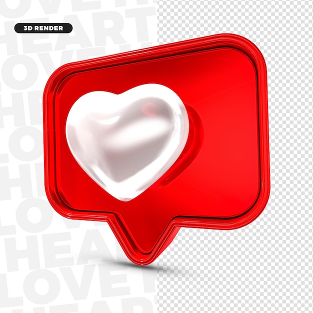 Reacción de Instagram 3D White Heart aislada para composición PSD Premium