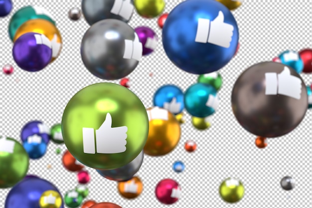 PSD reações no facebook como emoji render 3d, ícone de balão de mídia social com como