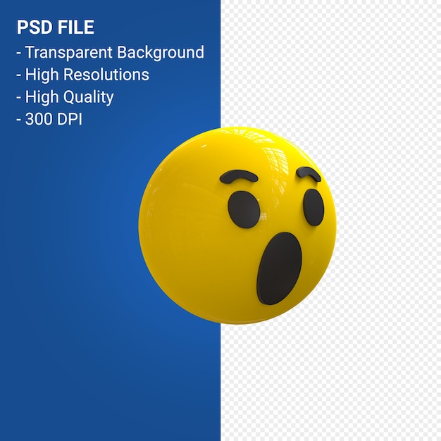 Réactions Emoji 3d De Facebook Wow, Comme Isolé