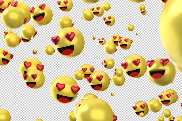 Les Réactions De Facebook Aiment Le Rendu 3d D'emoji, L'icône De Ballon Des Médias Sociaux Avec Le Cœur