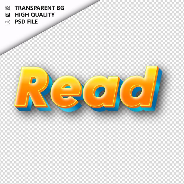 PSD readmade aus orangefarbenem text mit durchsichtigem, isoliertem schatten