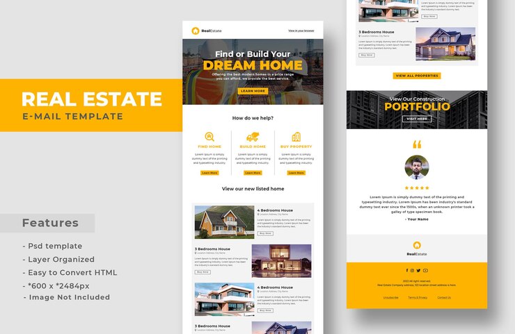 PSD real estate agency newsletter responsive email template