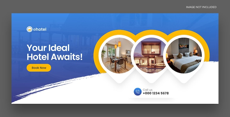 PSD real estate and hotel booking web banner or social media facebook cover template