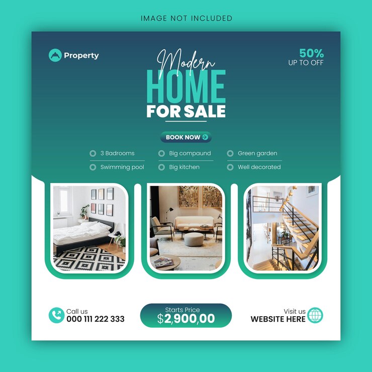 Real estate business social media post design template or property sale post design