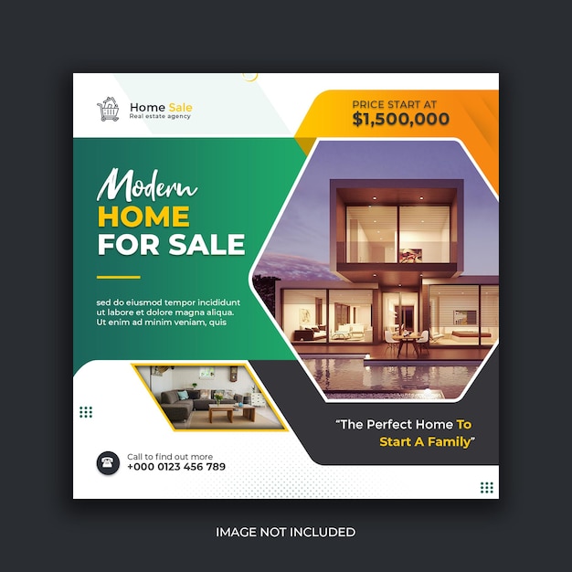 Real Estate Modern Home Sale Social Media Instagram Post Vorlage