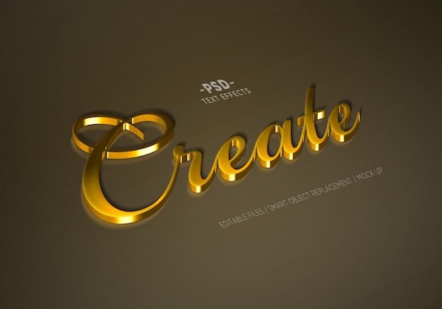 Real Golden Mock Up Style Efectos de texto editables