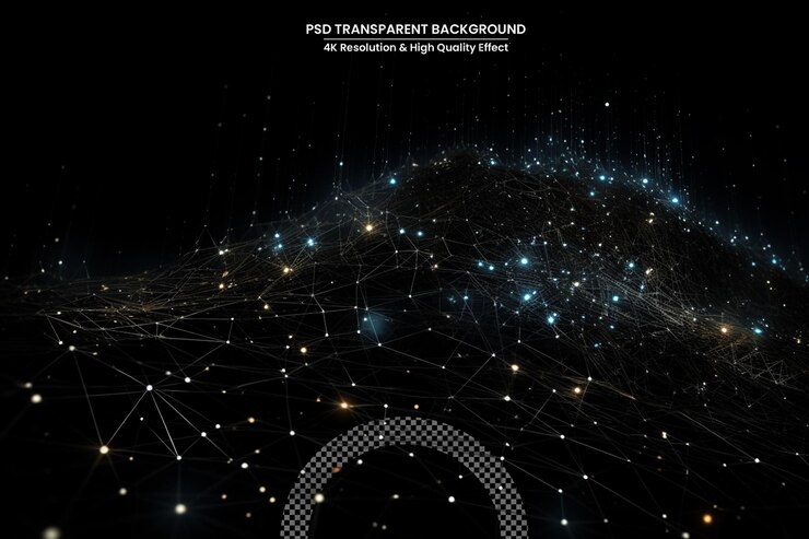 PSD realidad virtual serie virtual wave interacción de ondas sinusoidales horizontales y partículas de luz para la transferencia de datos realidad matemática artificial virtual