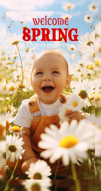 Realismo de primavera moldura floral bem-vindo à primavera