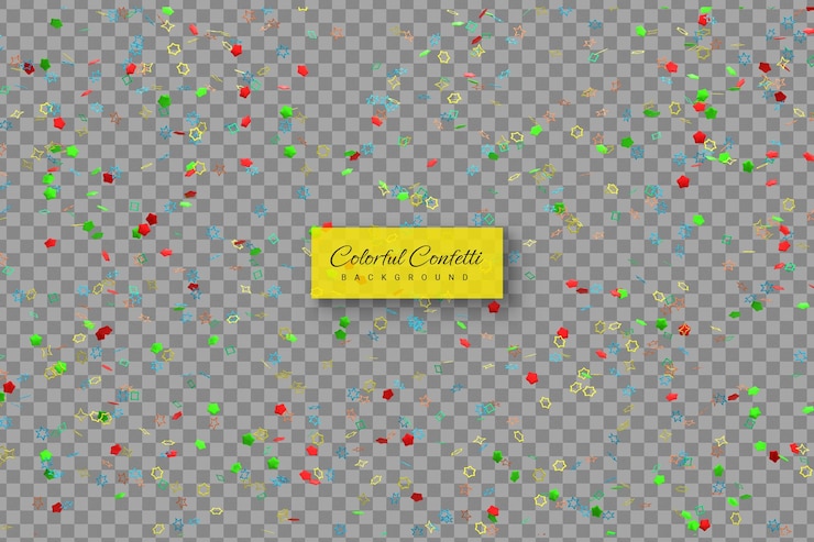 PSD realismo dorado y colorido confeti y explosión serpentina para la fiesta del festival cinta 3d