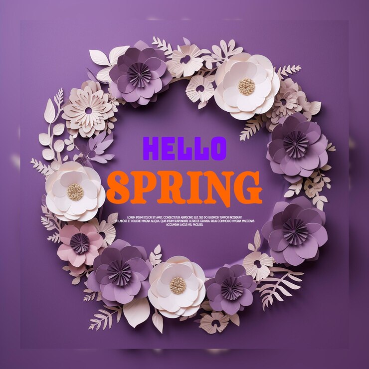 PSD realismo de primavera marco floral bienvenida a la primavera
