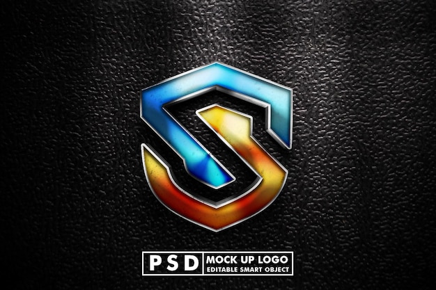 PSD realista 3d metálico maqueta logo premium psd