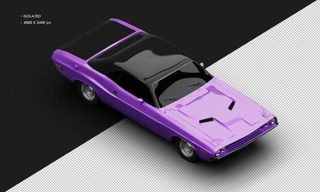 PSD realista aislado metálico púrpura clásico deportivo de músculo desde la parte superior derecha vista delantera