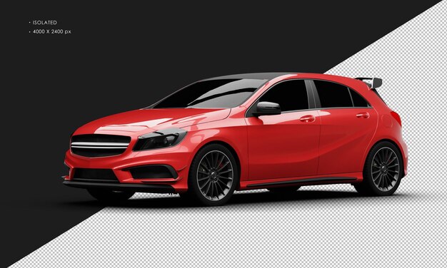 Realista aislado metálico rojo elegante automóvil deportivo moderno desde la vista delantera izquierda