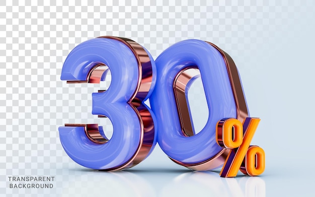 realista brilhante banner de venda de 30 por cento de desconto efeito dourado conceito de renderização 3d para oferta de compras