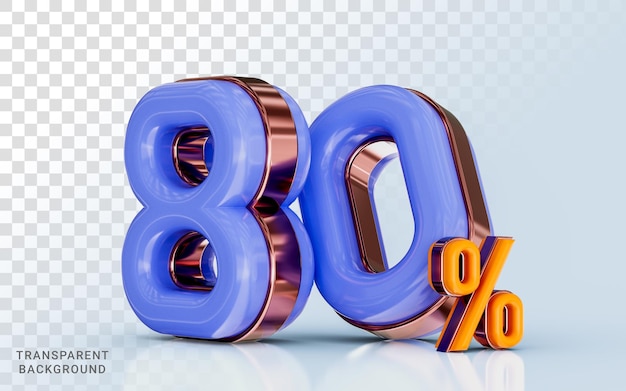 Realista brilhante banner de venda de 80 por cento de desconto efeito dourado conceito de renderização 3d para oferta de compras