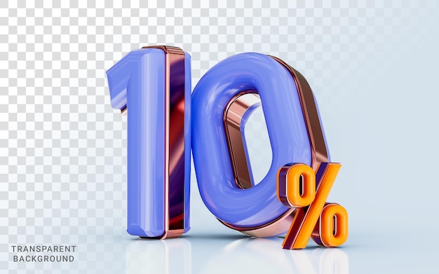 realista brillante 10 por ciento de descuento venta banner efecto dorado 3d render concepto para oferta de compras