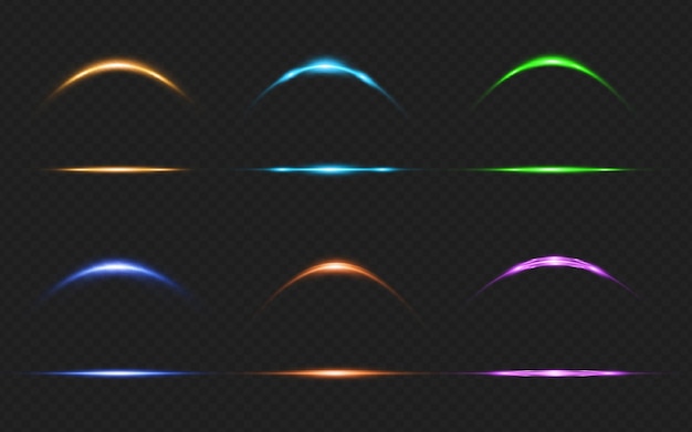 Realista colorido destello de lente efecto de luz marcos de animación curva de luz y colección recta