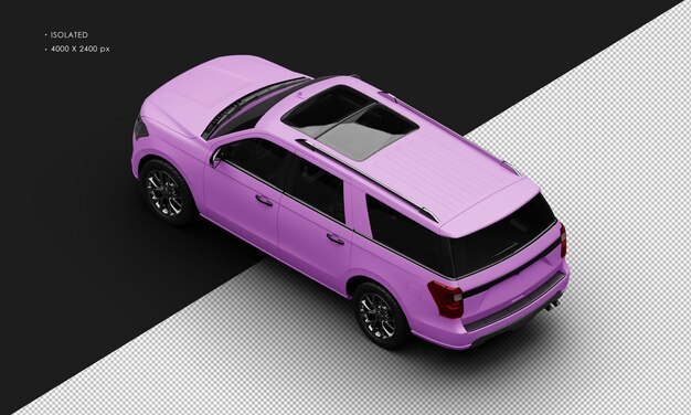 Realista isolado matte pink luxury moderno suv carro do lado de cima à esquerda vista traseira