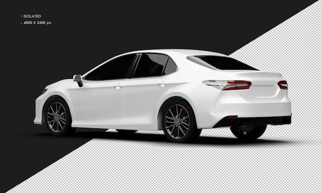 Realista isolado metálico branco luxuoso elegante sedan da cidade de esquerda vista traseira
