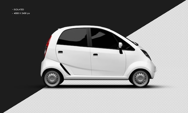 Realista isolado metálico branco Mini pequeno carro da cidade da família do lado direito