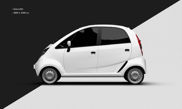 Realista isolado metálico branco Mini pequeno carro da cidade da família do lado esquerdo