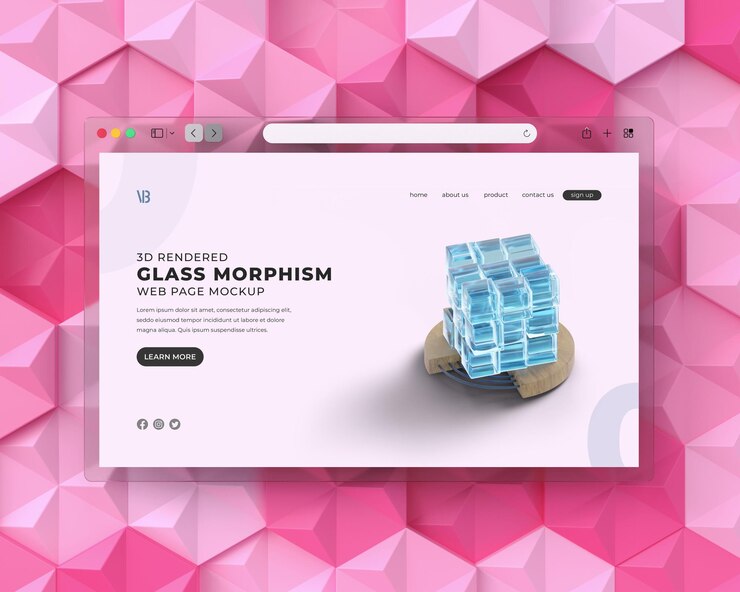 PSD realista landing page 3d rendering mockup para presentación de sitio web
