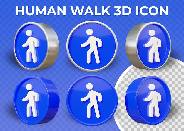 PSD realista plano humano caminar aislado icono 3d