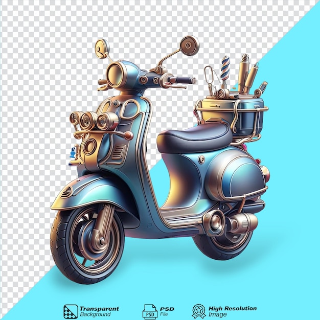 PSD realista un scooter aislado sobre un fondo transparente
