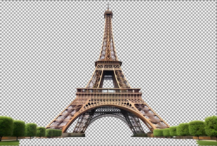 PSD la realista torre eiffel se levanta con gracia en medio de las calles parisinas