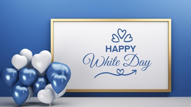 Realista venta de celebración del día blanco fondo de corazón blanco y azul banner de redes sociales