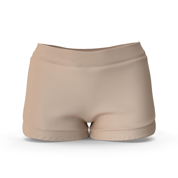 Realistas 3D mujeres beige corriendo pantalones cortos archivos PSD moda detallada y arte de ropa activa