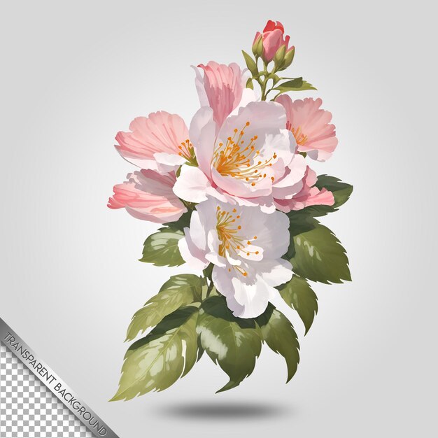 PSD realistas flores hermosas fondo transparente