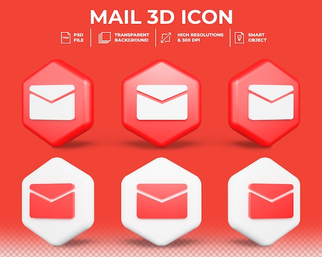 Réaliste 3d Email Symbole Isolé Icône 3d