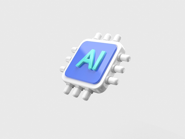 PSD realistic 3d ai chip icon