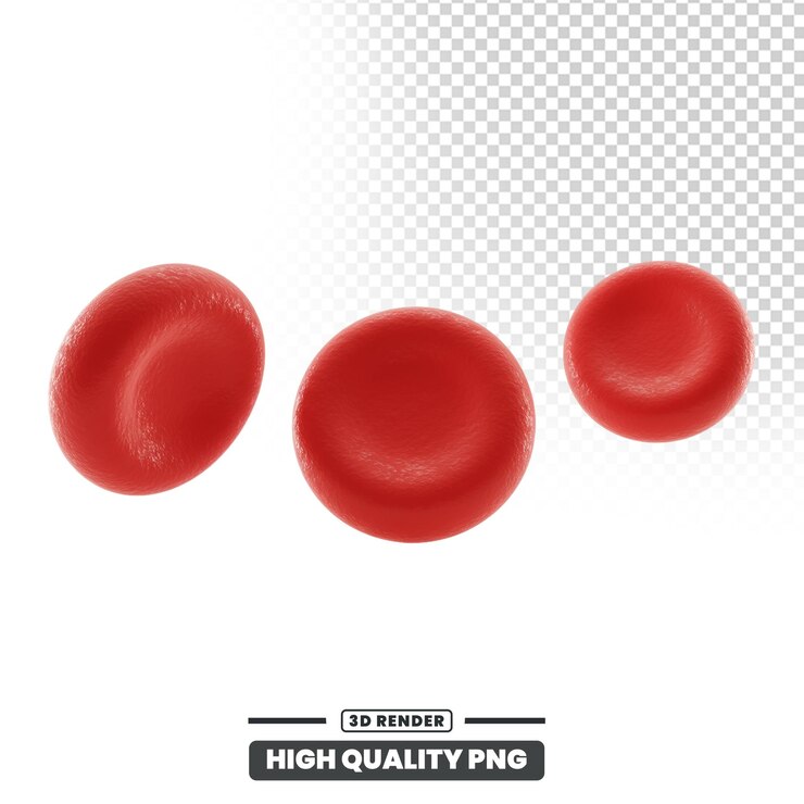 PSD realistic 3d render of red blood cells for medical and educational use