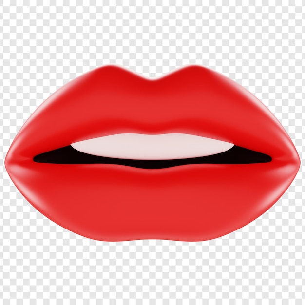 Realistic 3D Render of a Red Lipstick Kissing Mouth