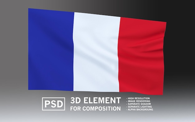 Realistic 3D Render of the French Flag