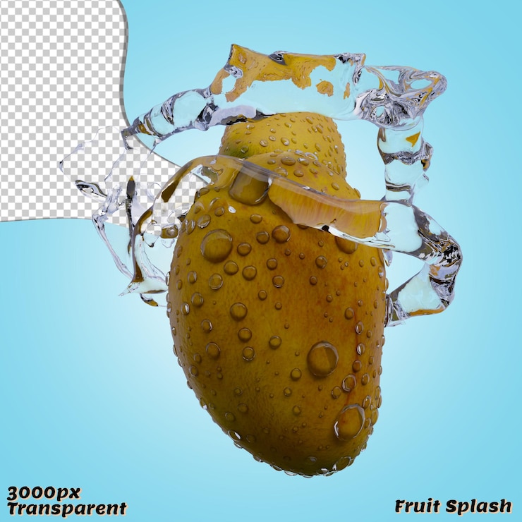 PSD realistic 3d render of yellow mango splash best for commercial and design purpose