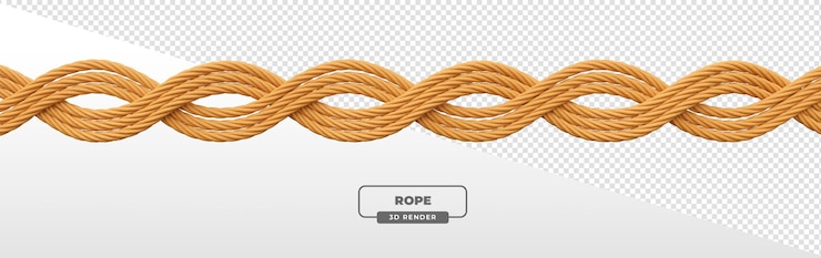 PSD realistic 3d rendered rope texture on white background