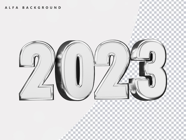 realistic 3d rendering 2023 new year text effect