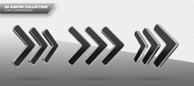 Realistic 3d rendering arrows collection transparent