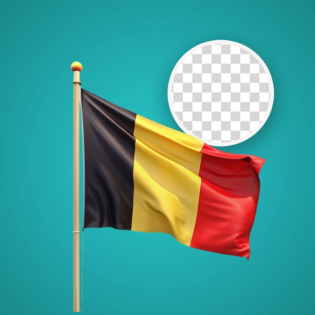 PSD realistic 3d textured flagpole flag of belgium