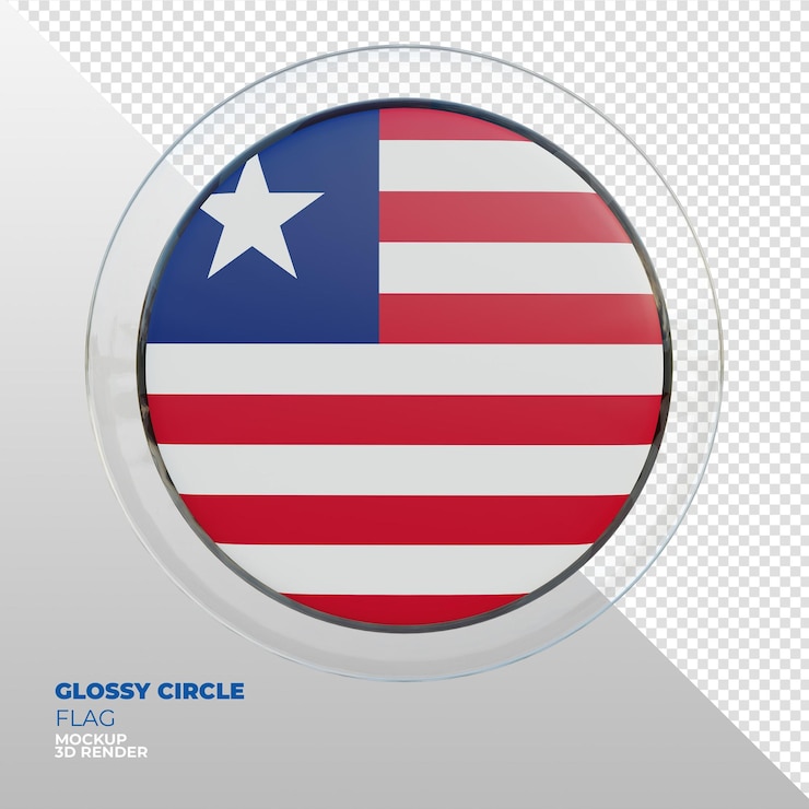 PSD realistic 3d textured glossy circle flag of liberia