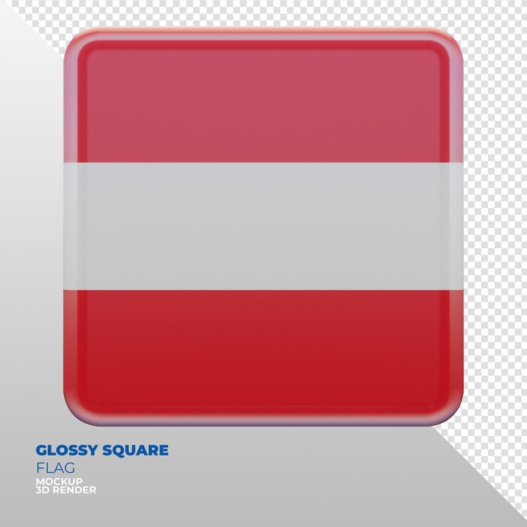 PSD realistic 3d textured glossy square flag of austria