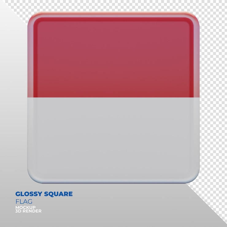 PSD realistic 3d textured glossy square flag of monaco