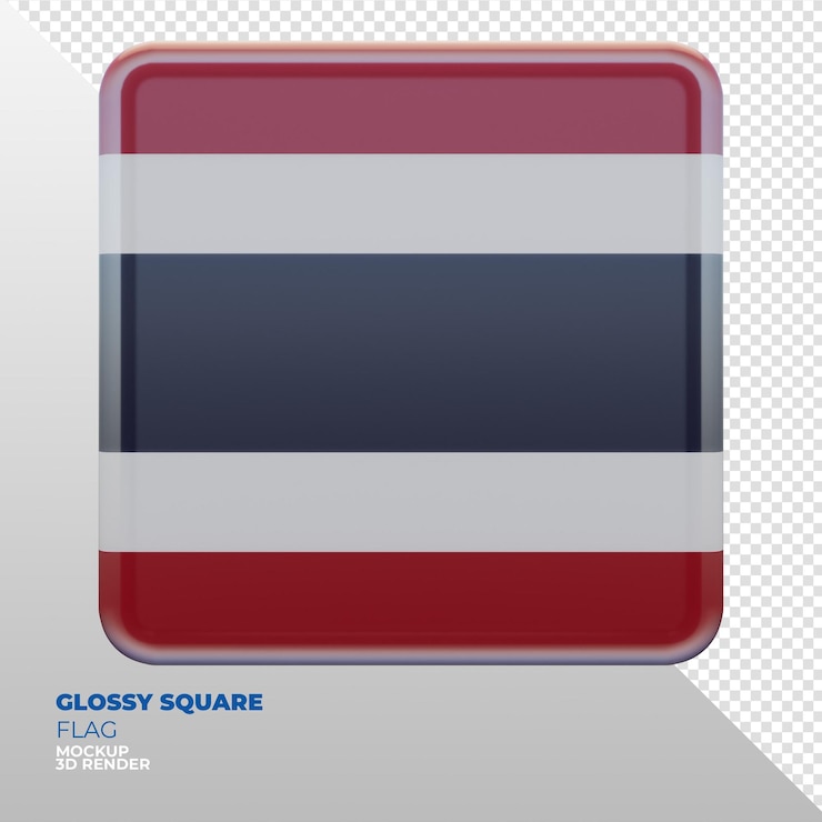 PSD realistic 3d textured glossy square flag of thailand