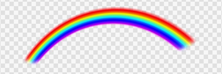 PSD realistic arc rainbow spectrum colorful transparent in sky background fantasy curve weather effect
